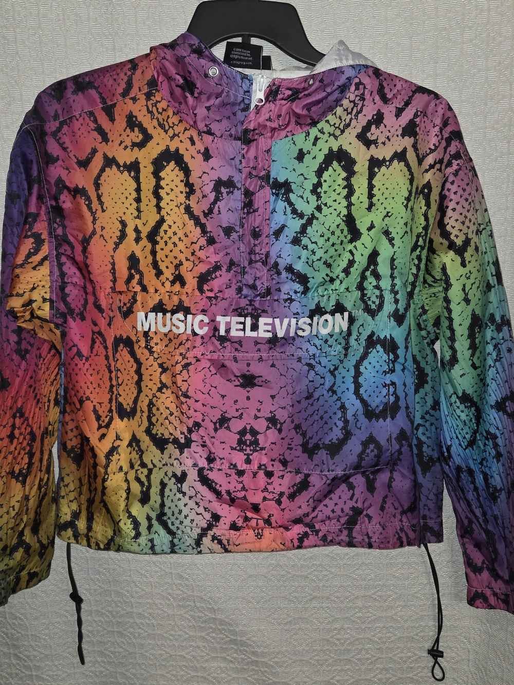 MTV Rainbow Snake-Print Hooded Pullover in Multicolor